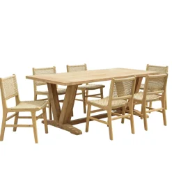 Lot n°14 Salon de jardin teck recyclé rotin synthétique 6 personnes VALERIA