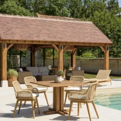 Lot n°22 Salon de jardin teck recyclé rotin synthétique 4 personnes VALERIA