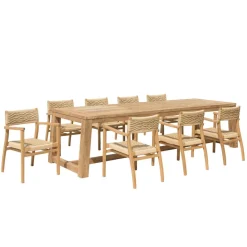 Lot n°3 Salon de jardin teck recyclé rotin synthétique 8 à 10 personnes VALERIA