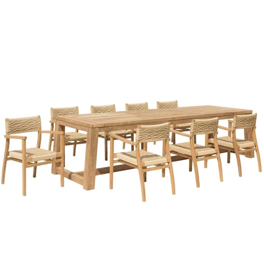 Lot n°3 Salon de jardin teck recyclé rotin synthétique 8 à 10 personnes VALERIA