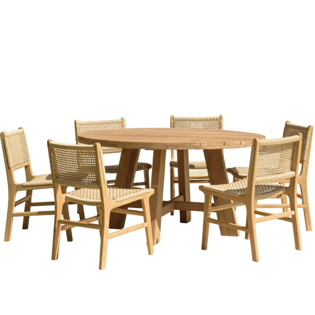 Lot n°24 Salon de jardin teck recyclé rotin synthétique 6 personnes VALERIA