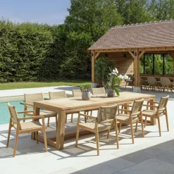 Lot n°5 Salon de jardin teck recyclé rotin synthétique 8 à 10 personnes VALERIA