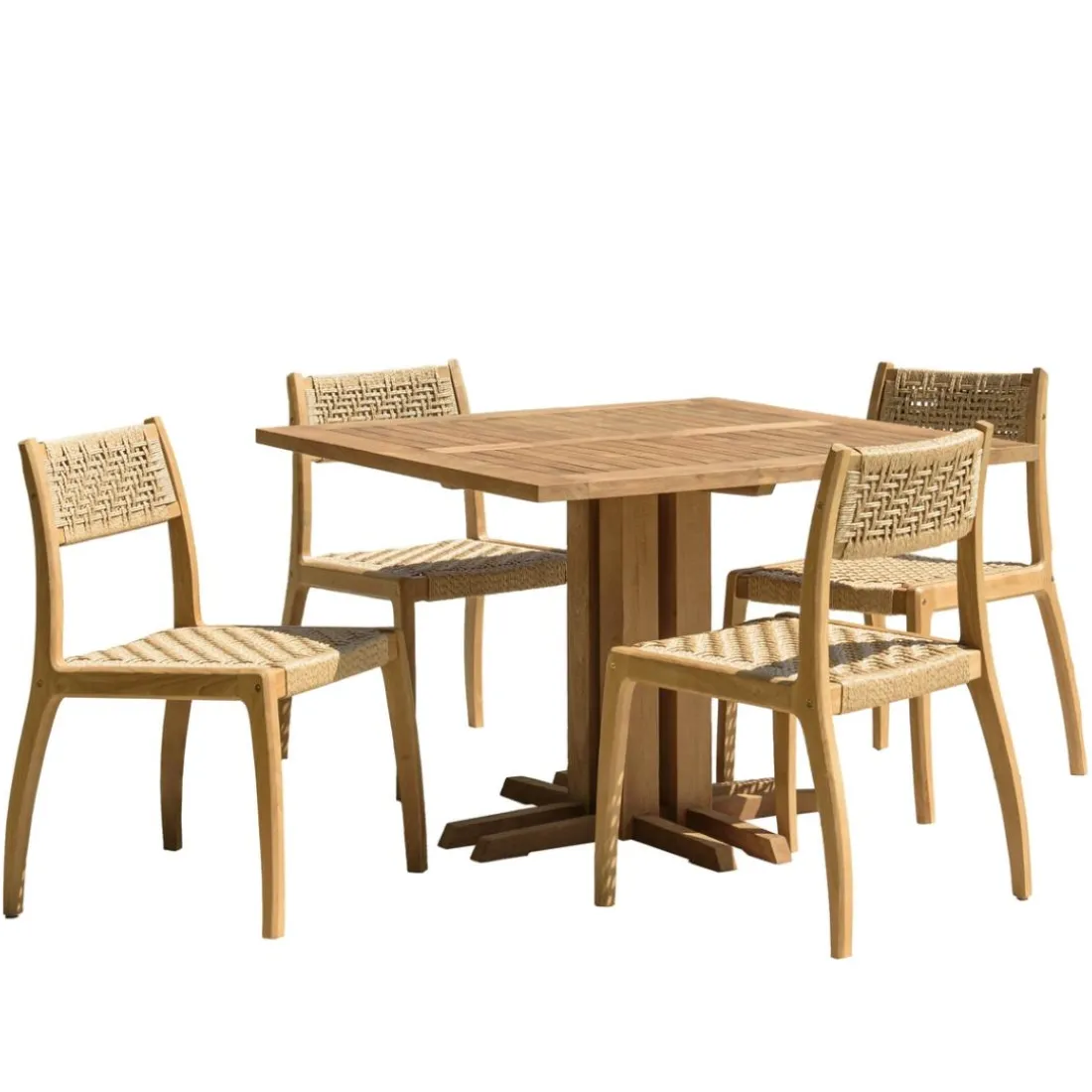 Lot n°19 Salon de jardin teck recyclé rotin synthétique 4 personnes VALERIA