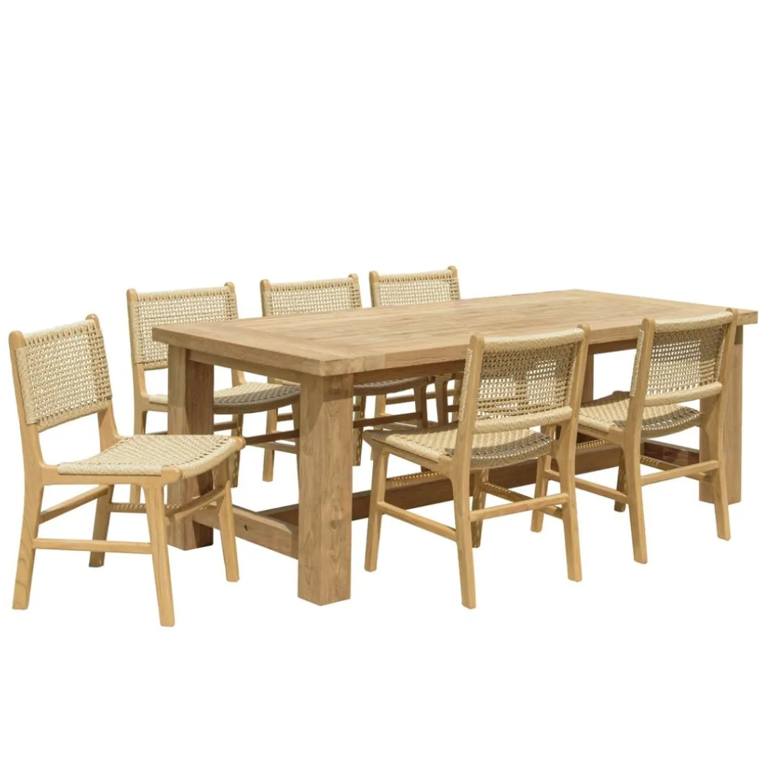 Lot n°12 Salon de jardin teck recyclé rotin synthétique 6 à 8 personnes VALERIA