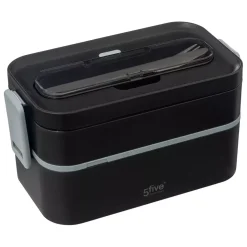 Lunch box double compartiments avec couverts - noir