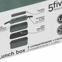 Lunch box double compartiments avec couverts - noir