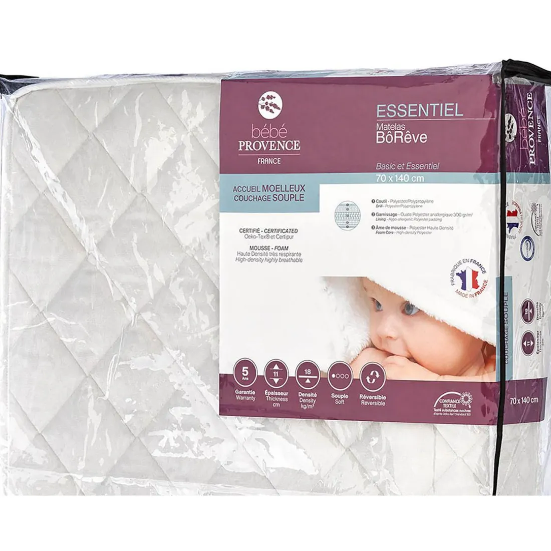 Matelas Bébé - Bôrêve 70 x 140 cm