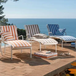 Matelas de sol en polyester PORNIC bain de soleil, rayé terracotta