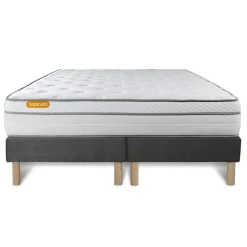Matelas double sommiers gris Ressorts ensaches memoire de forme 5 zones de confort MAXI epaisseur