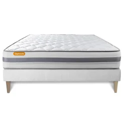 Matelas sommier kit blanc Memo Spring Ressorts ensaches MAXI épaisseur