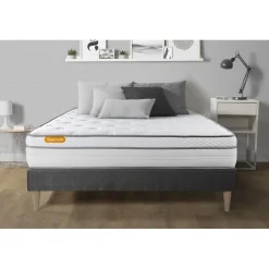 Matelas sommier kit gris Memo Luxe Ressorts ensaches memoire de forme MAXI epaisseur