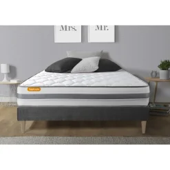 Matelas sommier kit gris Memo Spring Ressorts ensaches MAXI épaisseur