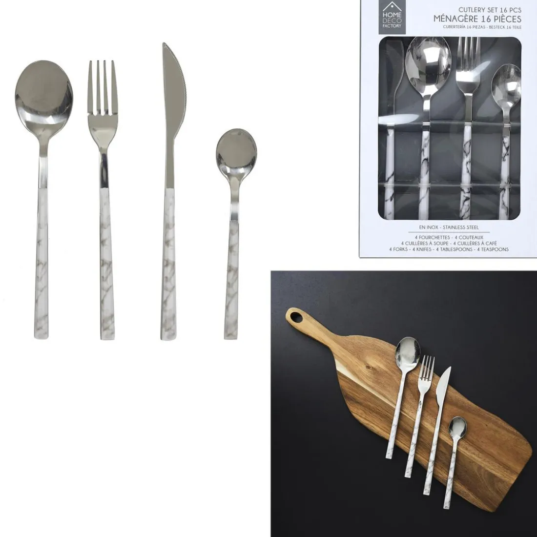 Menagere Effet Marbre X16 M8