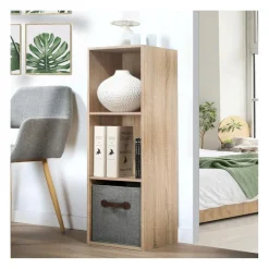 Meuble à 3 cases en bois Beige