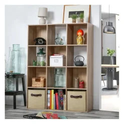 Meuble à 12 cases en bois Beige