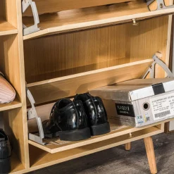 Meuble à chaussures en rotin 2 tiroirs marron