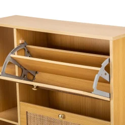 Meuble à chaussures en rotin 2 tiroirs marron