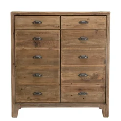 Meuble ANDRIAN 2 Tiroirs 2 Portes Avec Deco Faux Tiroirs Bois Pin Recyclé