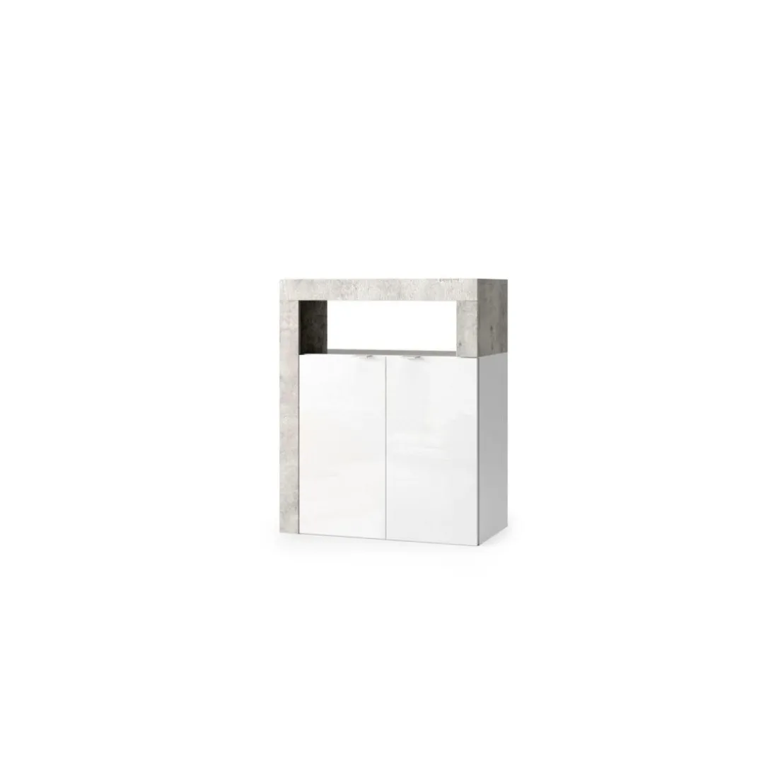 Meuble de rangement salle de bain 2 Portes effet béton façade blanc L64xH78 cm