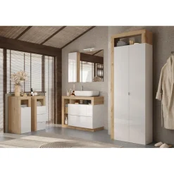 Meuble de rangement salle de bain 1 Porte façade blanc laqué L35xH78 cm