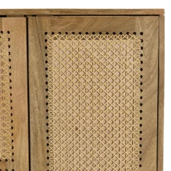 Meuble haut marron 2 portes bois de manguier cannage naturel ISA