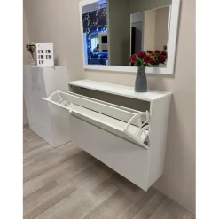 Meuble porte chassures 2 portes abattantes suspendu