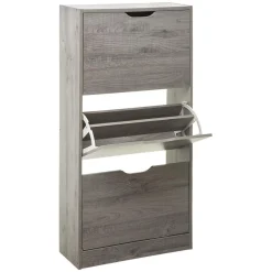 Meuble range-chaussures 3 tiroirs effet chêne gris