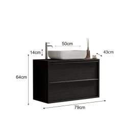 Meuble salle de bain 2 tiroirs vasque à poser en céramique