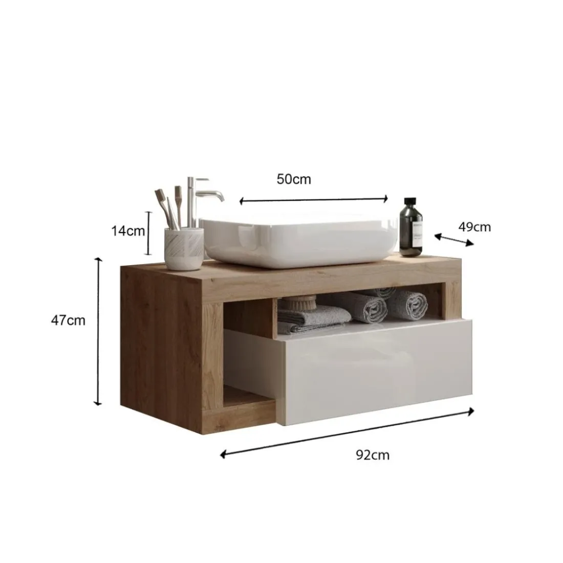Meuble salle de bain Ancona suspendu 92 cm