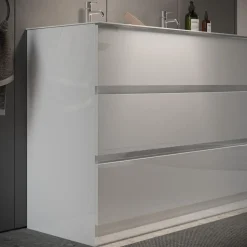Meuble salle de bain sur pieds Sienna laqué brillant blanc 120 cm
