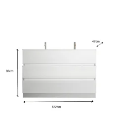 Meuble salle de bain sur pieds Sienna laqué brillant blanc 120 cm