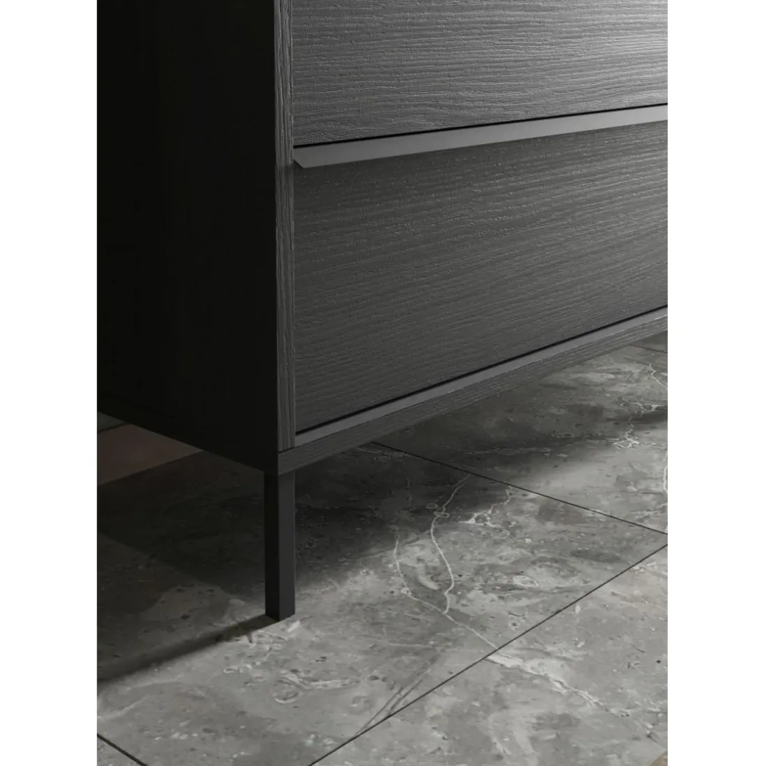 Meuble salle de bain sur pieds coloris Frêne Noir