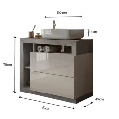 Meuble salle de bain sur pieds coloris Béton 92 cm Ancona