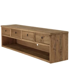 Meuble TV 4 tiroirs 1 niche bois pin recyclé SANDY