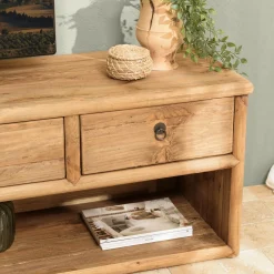 Meuble TV 4 tiroirs 1 niche bois pin recyclé SANDY