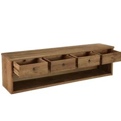 Meuble TV 4 tiroirs 1 niche bois pin recyclé SANDY