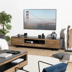 Meuble TV 3 tiroirs 1 niche Pin recyclé DANIDO