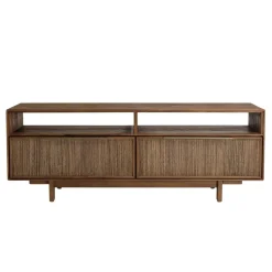 Meuble TV 2 tiroirs 2 niches en bois de teck recyclé