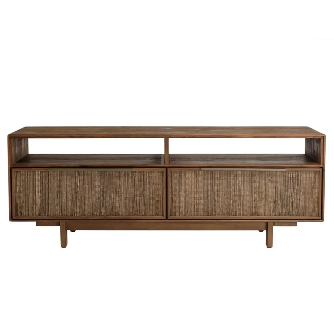 Meuble TV 2 tiroirs 2 niches en bois de teck recyclé