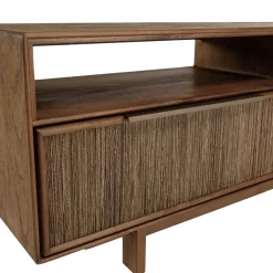 Meuble TV 2 tiroirs 2 niches en bois de teck recyclé