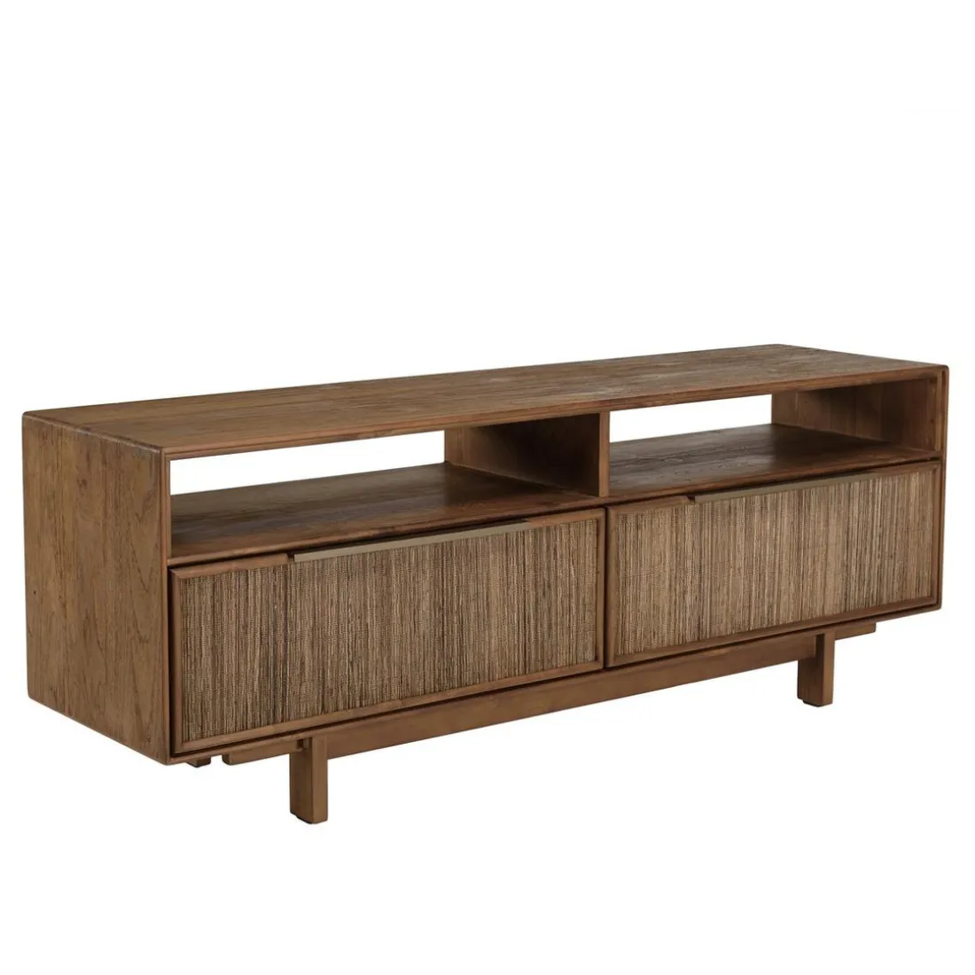 Meuble TV 2 tiroirs 2 niches en bois de teck recyclé