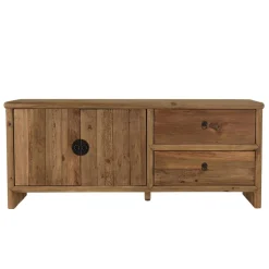 Meuble TV 2 tiroirs 2 portes bois pin recyclé SANDY