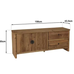 Meuble TV 2 tiroirs 2 portes bois pin recyclé SANDY