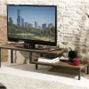 Meuble TV avec 2 tablettes en teck recyclé et pieds en métal