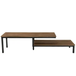 Meuble TV avec 2 tablettes en teck recyclé et pieds en métal