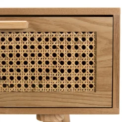 Meuble TV couleur naturel 3 tiroirs cannage - RODRIGO