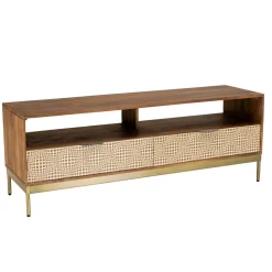 Meuble TV en bois de manguier 2 niches 2 tiroirs ALIX