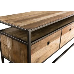 Meuble Tv SIXTINE 3 Tiroirs Bois Teck Recyclé Acacia Mahogany Et Métal