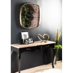 Miroir coins arrondis aluminium doré - JANET