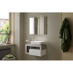 Miroir Led Ancona avec Colonne Integrée 1 Porte coloris Béton L78 cm